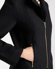 Black Linen Moto Jacket