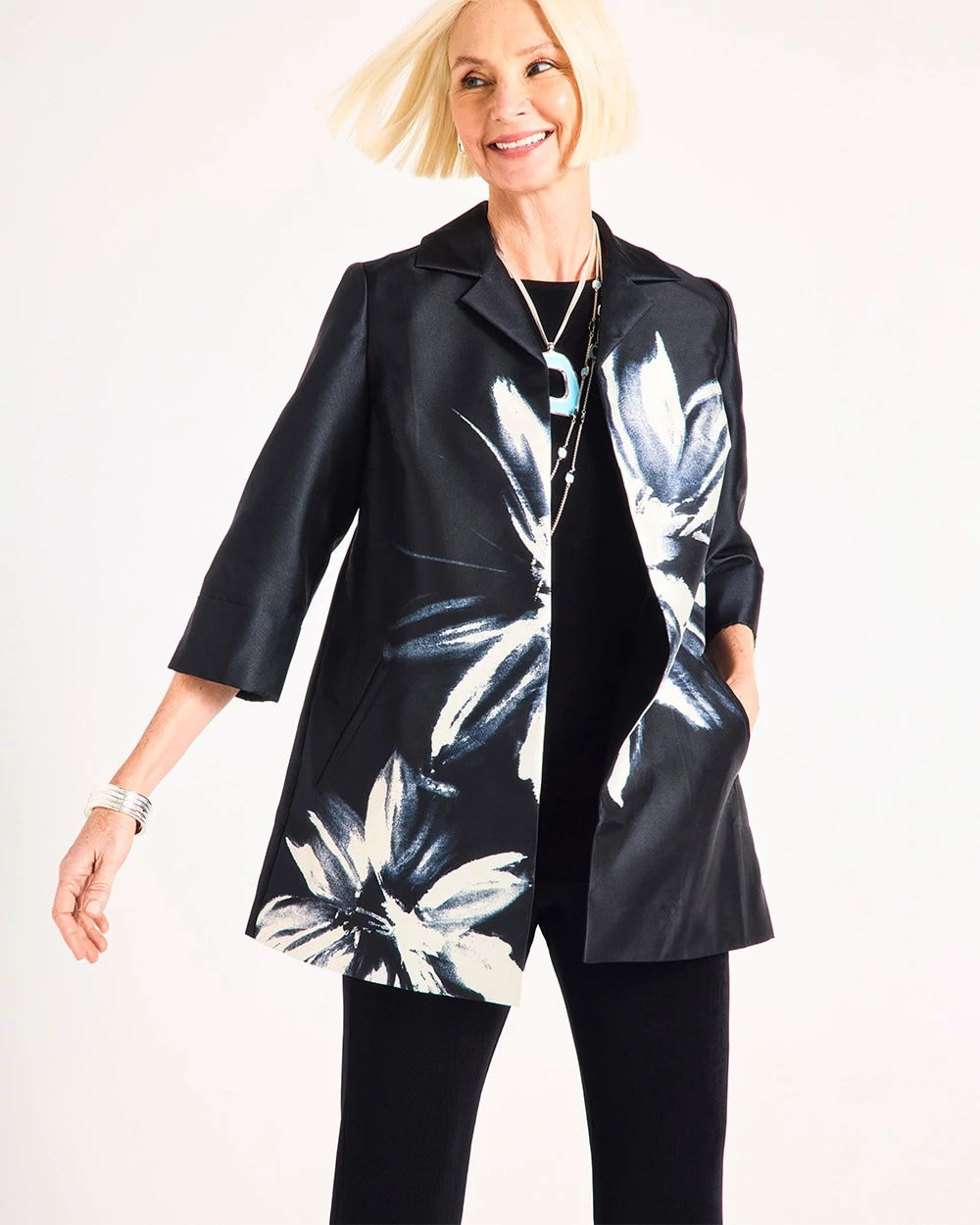 Travelers Black Travelers™ Collection Floral Long Jacket