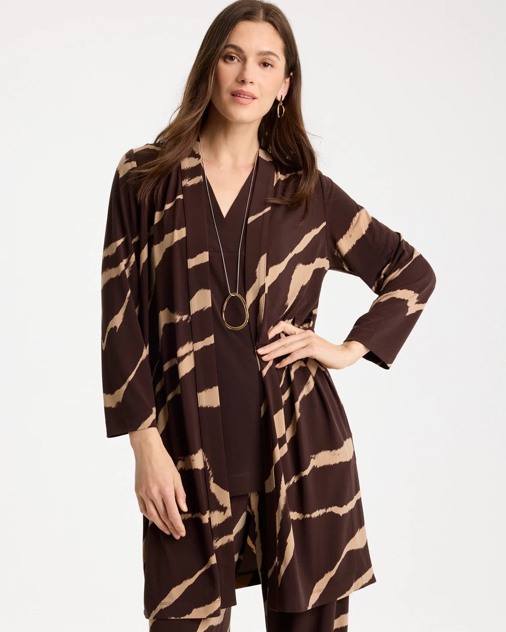 Cocoa Bean Travelers™ Knit Animal Print Duster Cardigan