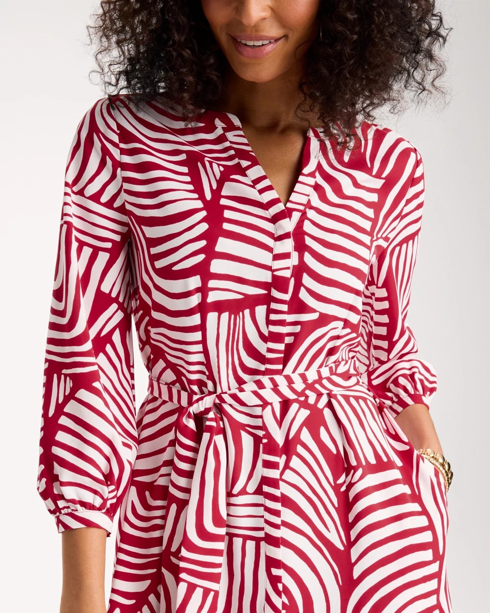 Cherry Lush Printed Midi Shirt Dress