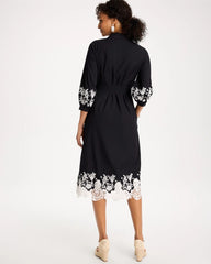 Black Cotton Lace Trim Shirtdress