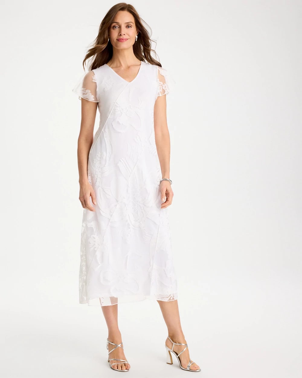 Alabaster Knit Burnout Floral Dress