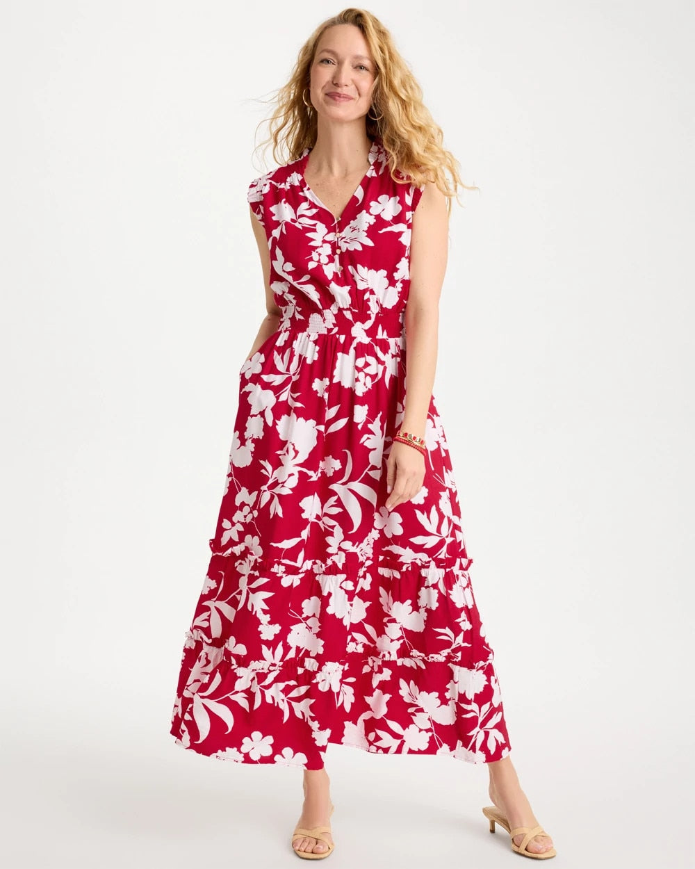Cherry Lush Smocked Floral Maxi Dress