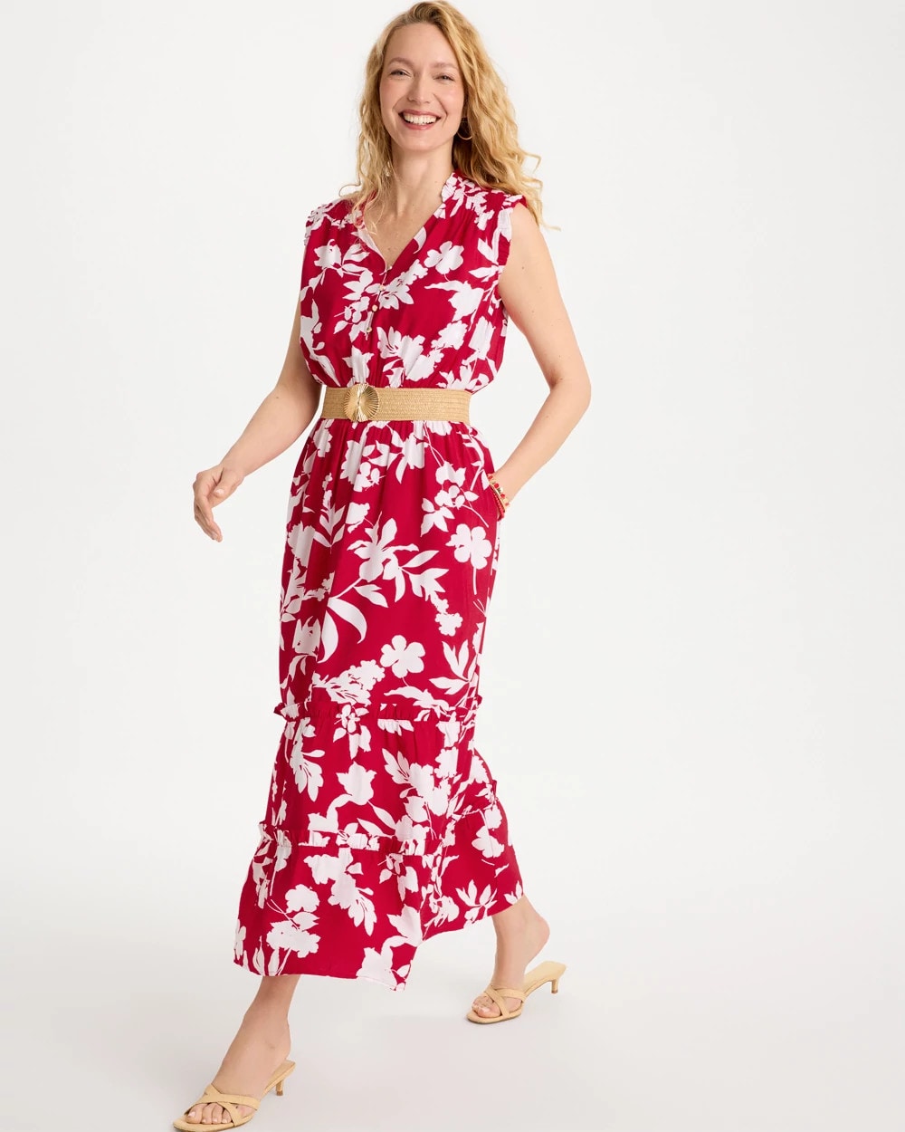 Cherry Lush Smocked Floral Maxi Dress
