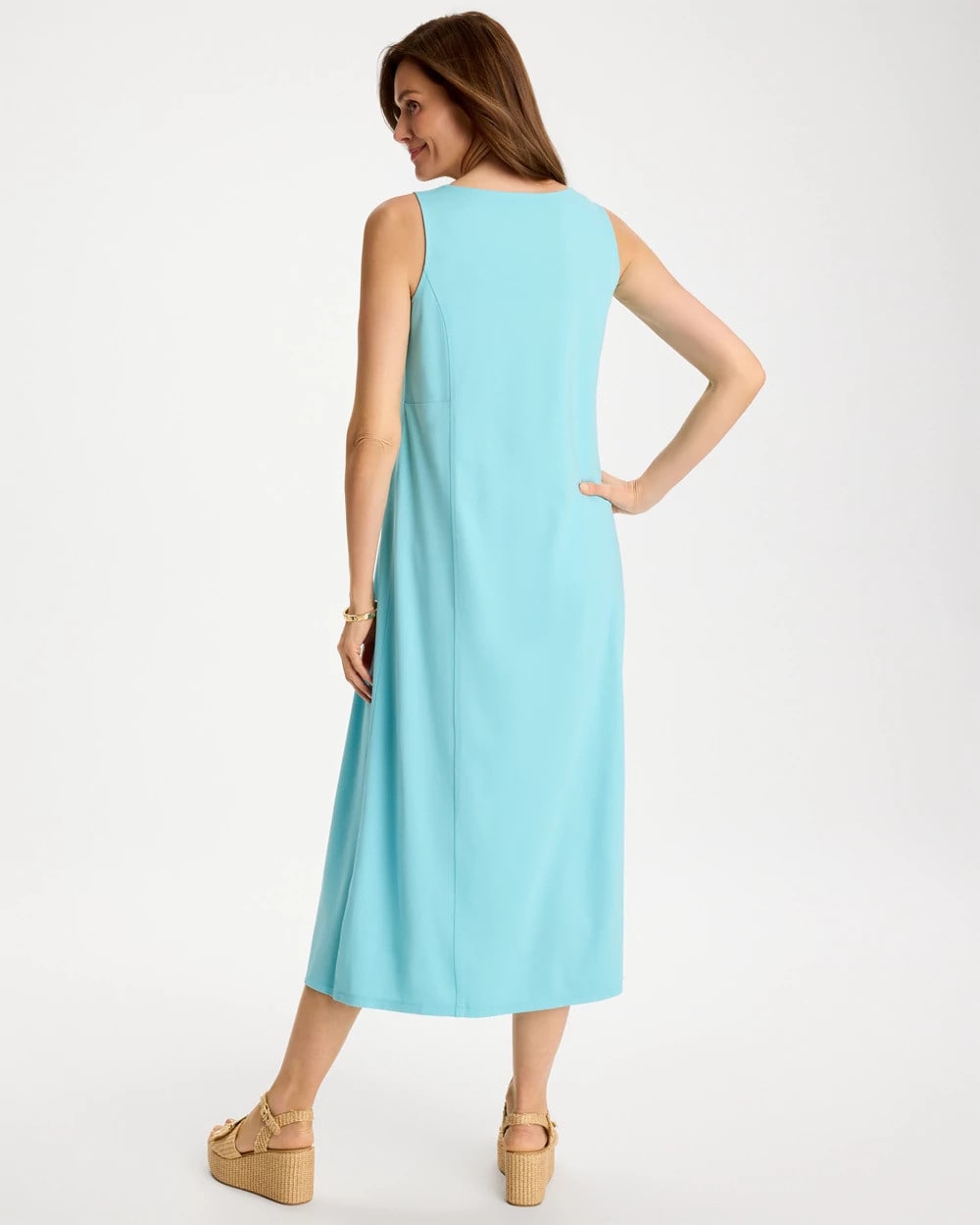 Bondi Blue Ponte Seamed Maxi Dress