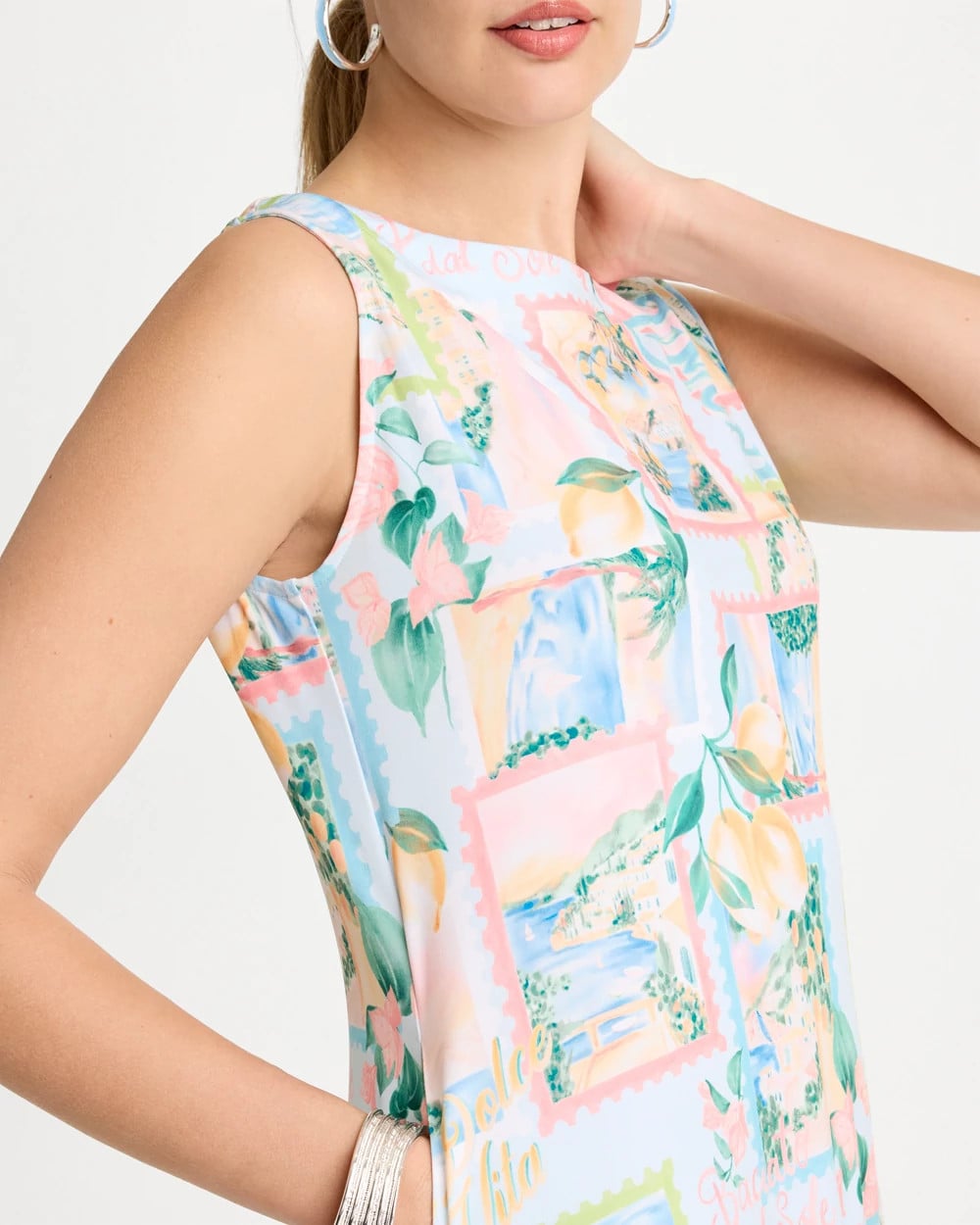 Bondi Blue Jersey Knit Positano Shift Dress