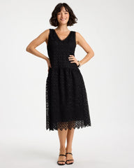 Black Embroidered Lace Sleeveless Dress