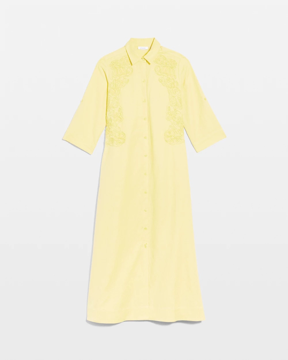 Golden Haze Embellished Linen-Cotton Shirtdress