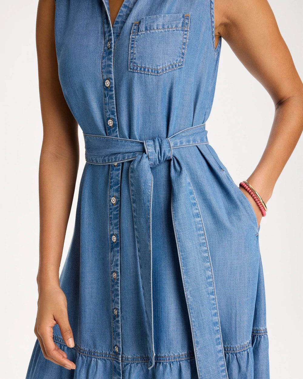 Indigo Twill Denim Belted Shirtdress