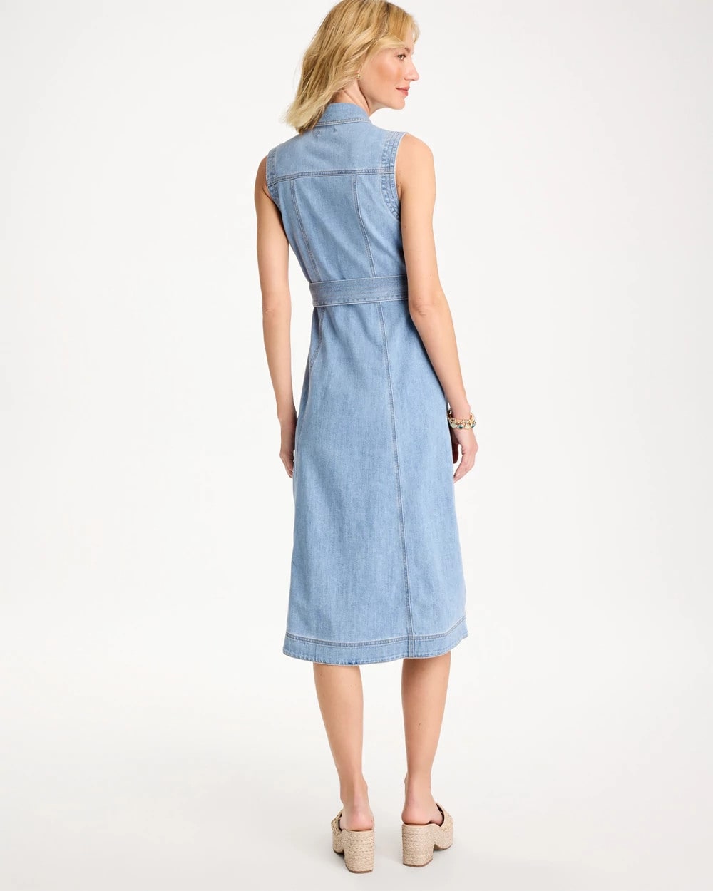 Medium Indigo Wash Sleeveless Denim Dress
