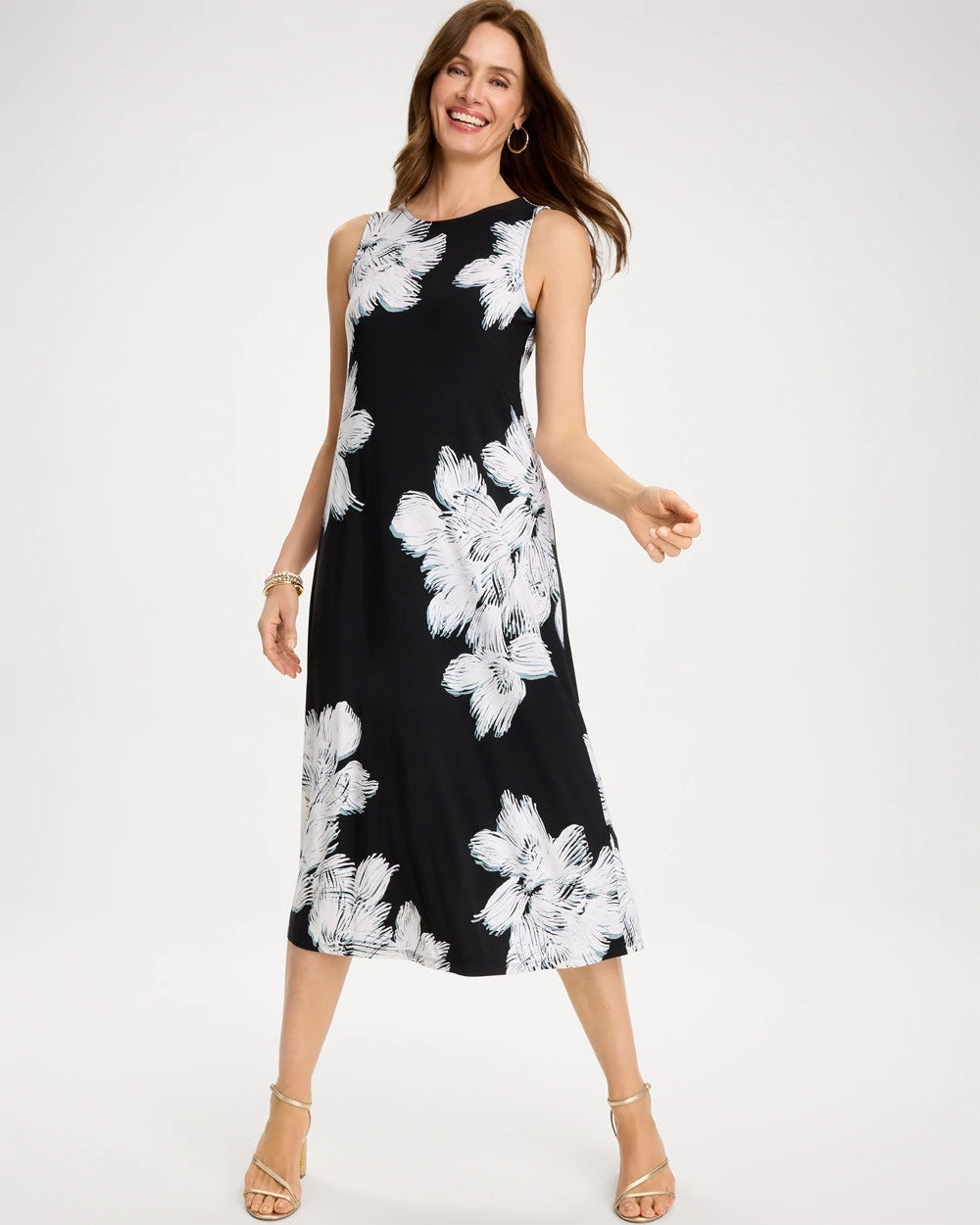 Black Travelers™ Knit Abstract Floral Swing Dress