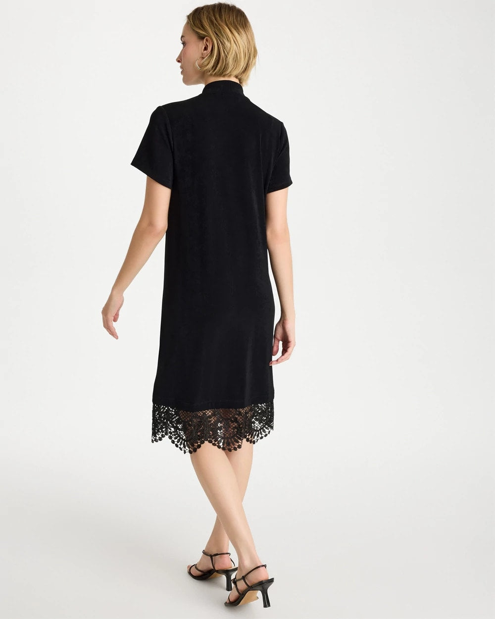 Travelers Black Travelers™ Lace Hem V-Neck Dress