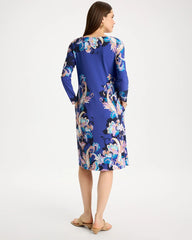 Amparo Blue Jersey Knit Baroque Shift Dress