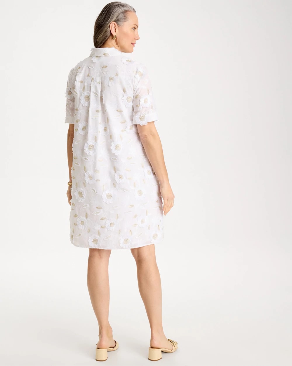 Alabaster 3D Floral Embroidered Dress