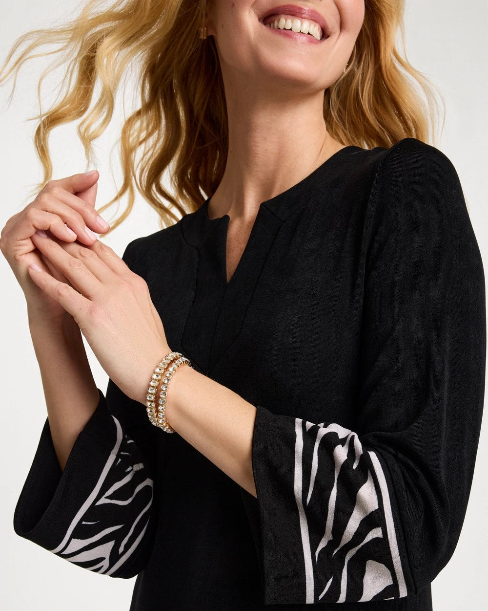 Travelers Black Travelers™ Zebra Trim Kurta Dress
