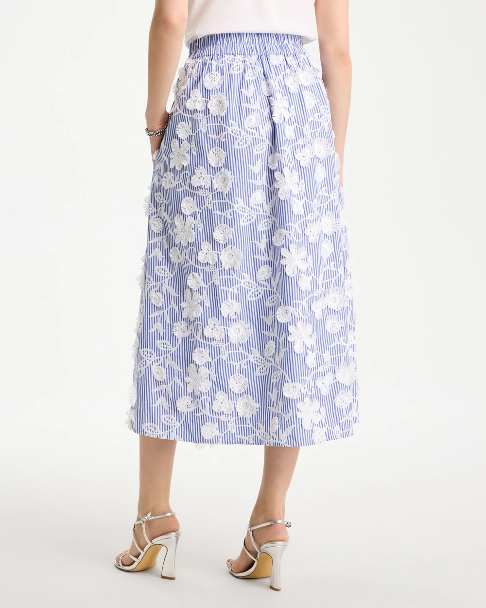 Alabaster Cotton Embroidered Floral Skirt