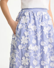 Alabaster Cotton Embroidered Floral Skirt