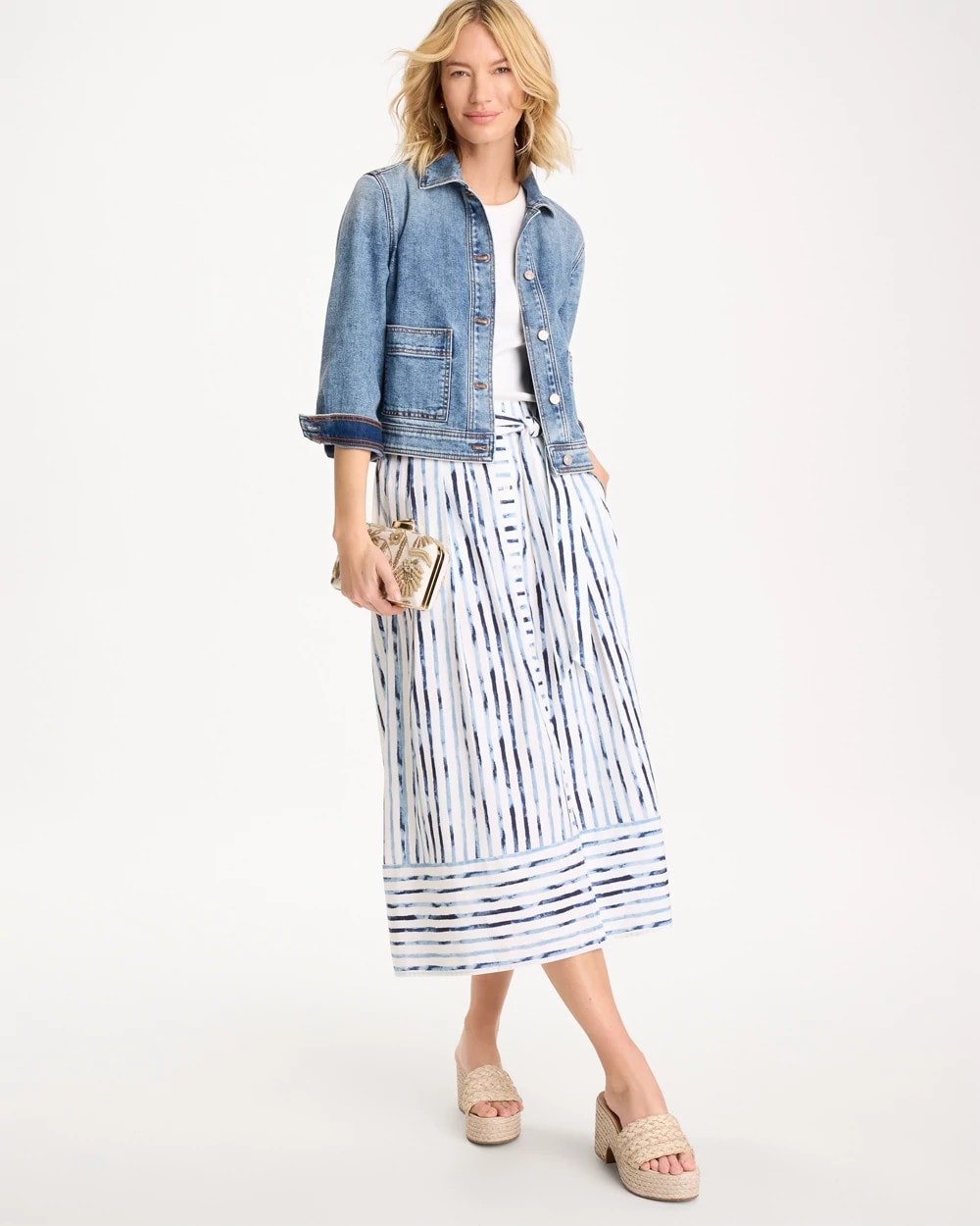 Passport Blue Palermo Striped Tie-Front Skirt