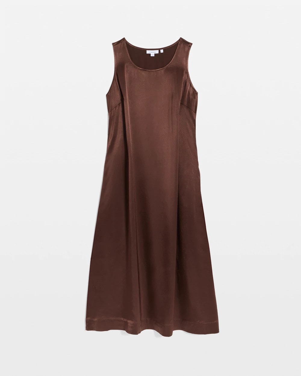 Deep Brown Faux Satin Sleeveless Dress