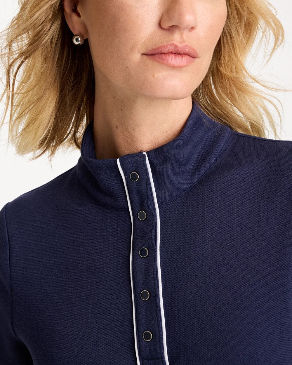 Passport Blue Zenergy® Soft Pique Piped Pullover