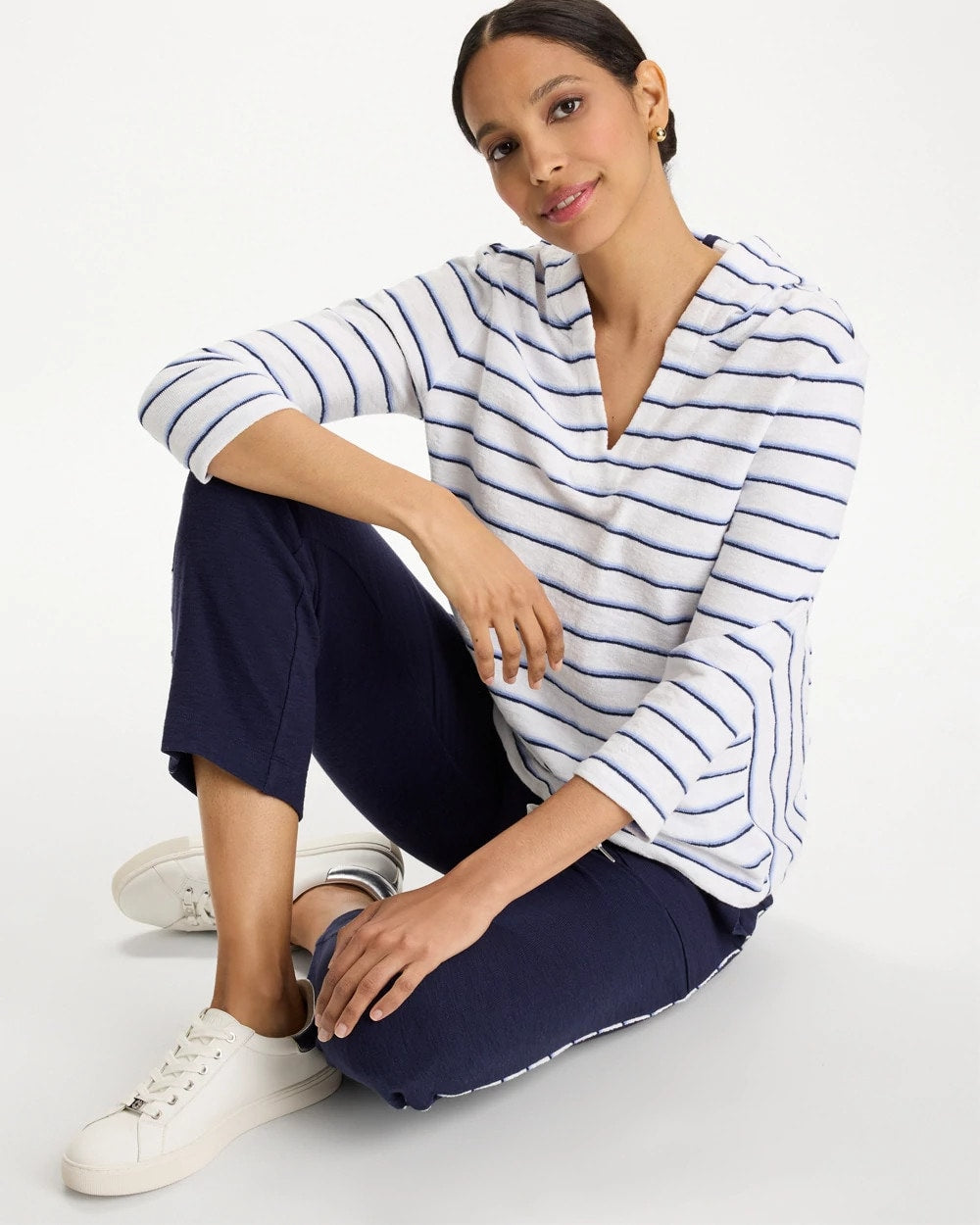 Passport Blue Zenergy® Jersey Striped Pullover Top
