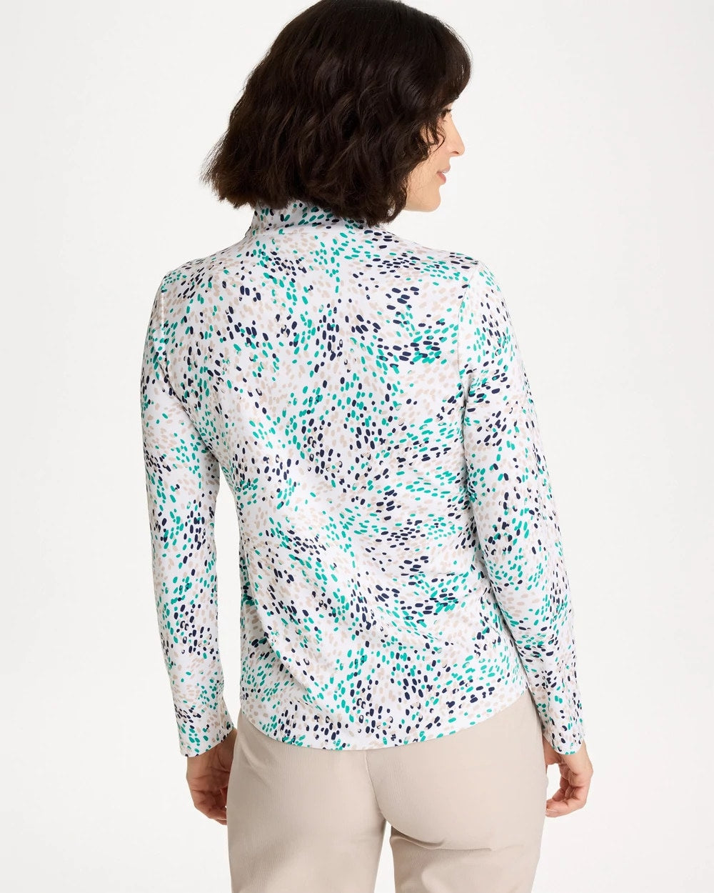 Topanga Green Zenergy® UPF Dots Pullover Half Zip Top