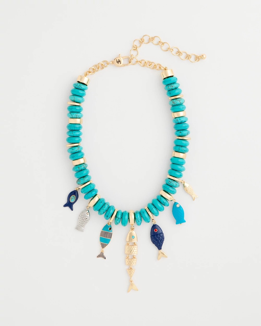 Turquoise Turquoise Fish Charm Statement Necklace