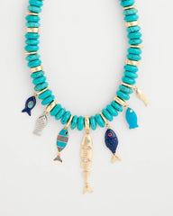 Turquoise Turquoise Fish Charm Statement Necklace