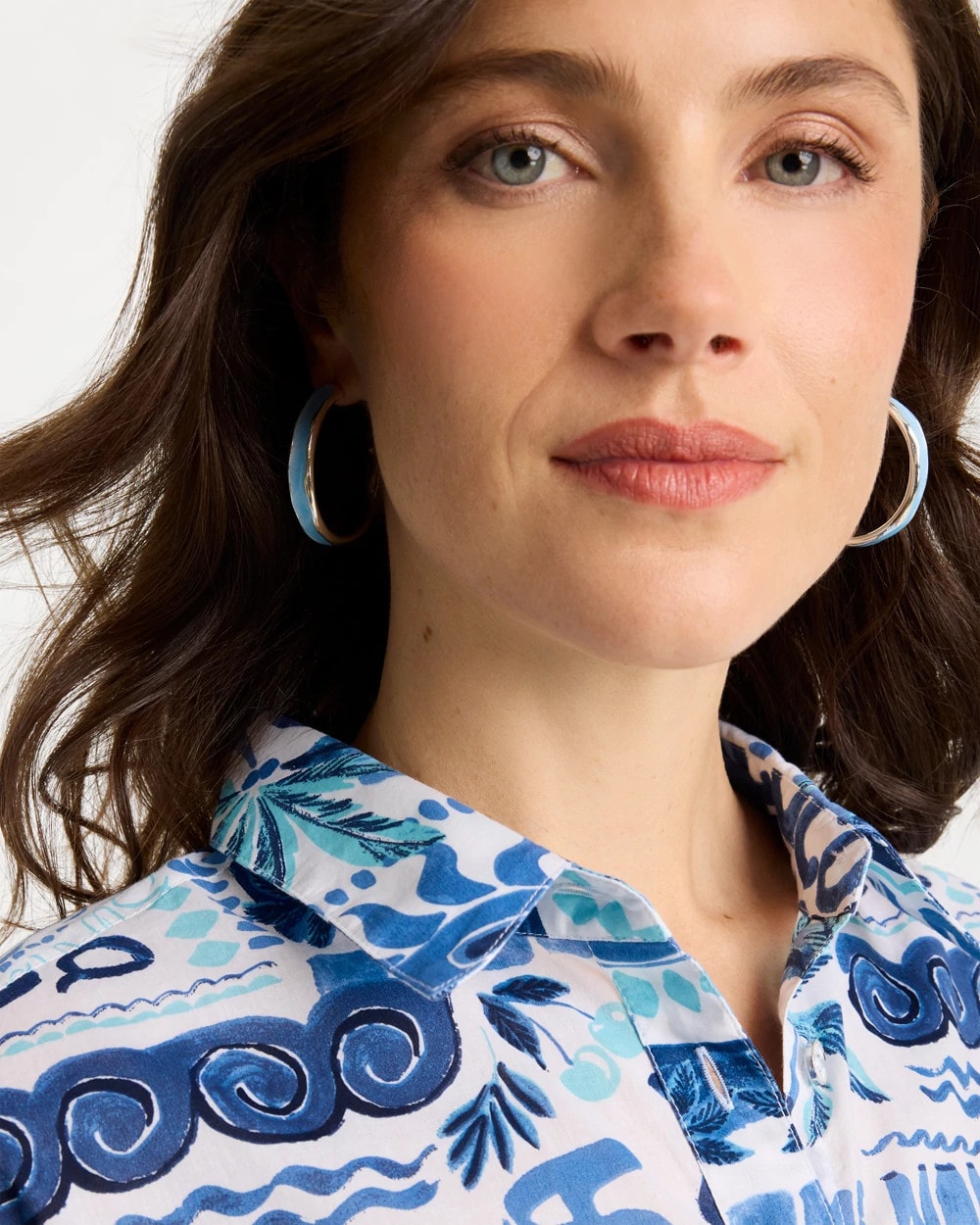 Blue Sea Glass Inspired Hoop Earrings