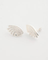 Silver Silvertone Shell Clip-On Earrings