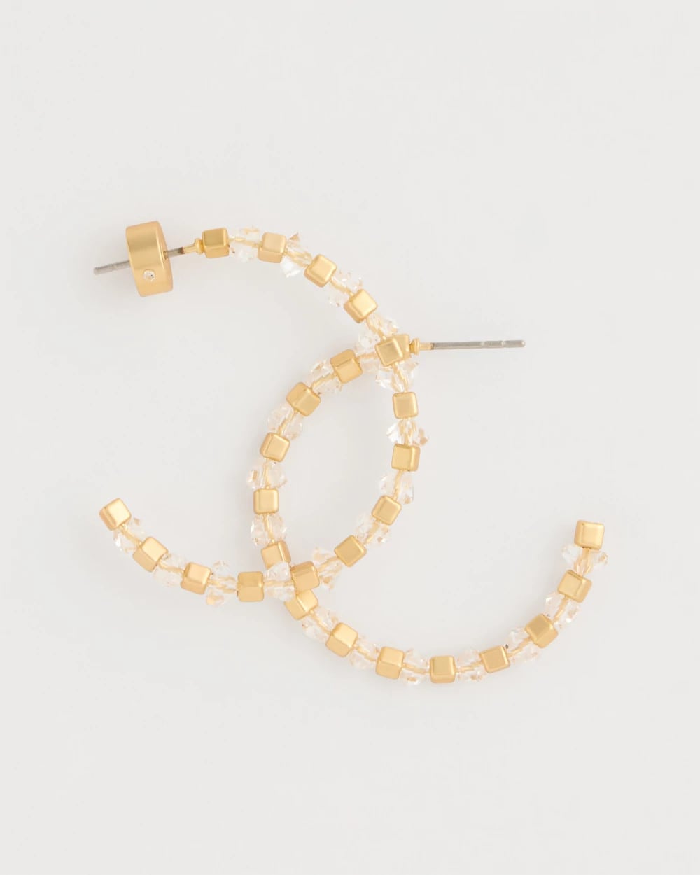 White/Gold Sea Foam Hoop Earrings