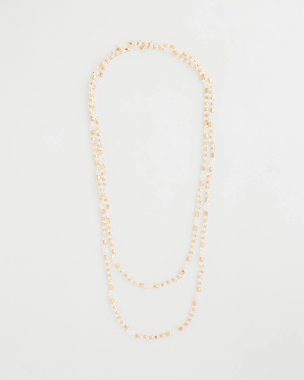 White/Gold Sea Foam Long Single-Strand Necklace