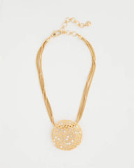 Gold Sea Foam Medallion Pendant Necklace