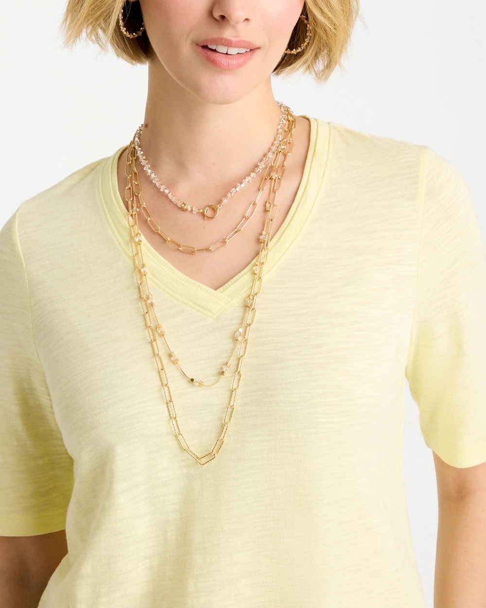 Gold Sea Foam Multi-Strand Convertible Necklace