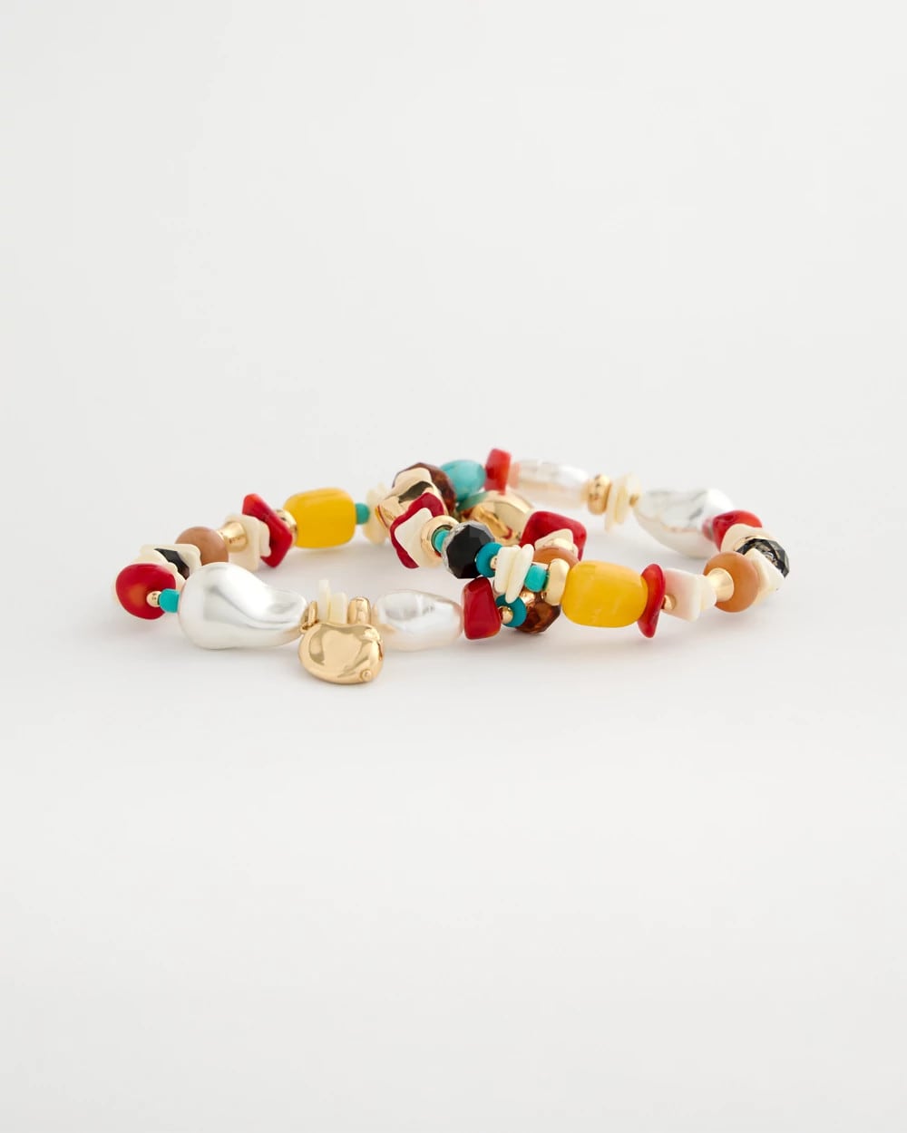 Multi Set of Two Pearl Beaded Stretch Bracelets