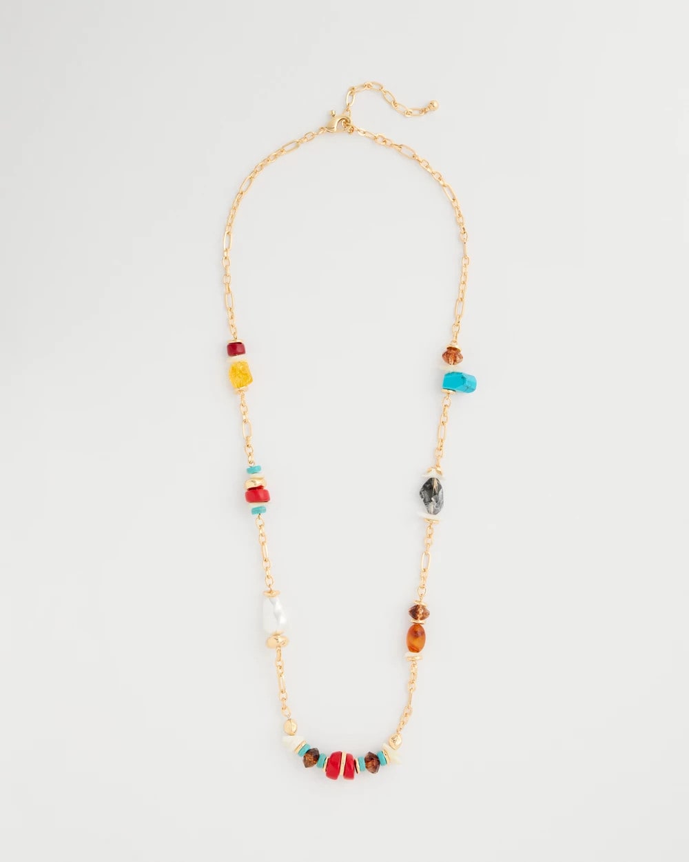 Multi Mixed-Media Long Beaded Necklace