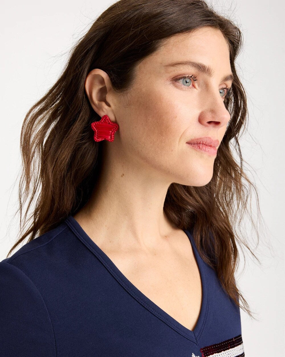 Red Americana Red Star Stud Earrings