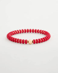 Red Red Beaded Stretch Bracelet
