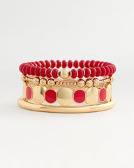 Red Red Beaded Stretch Bracelet