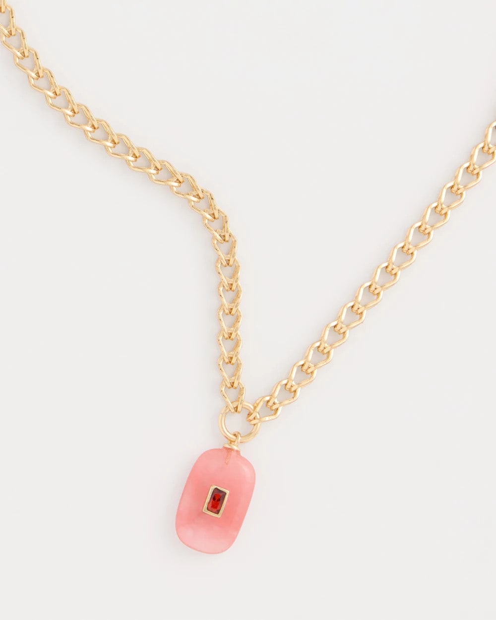 Coral Coral Agate Short Pendant Necklace