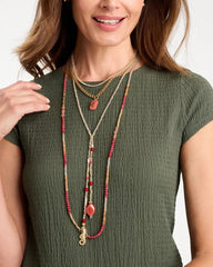 Coral Coral Genuine Stone Long Necklace