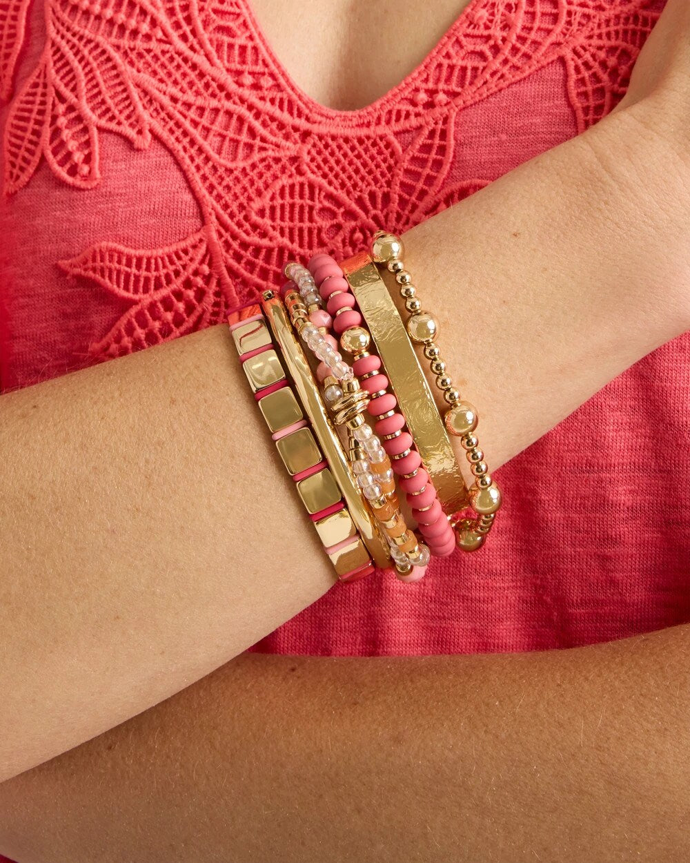 Coral Coral Inspired Round Stretch Bracelet