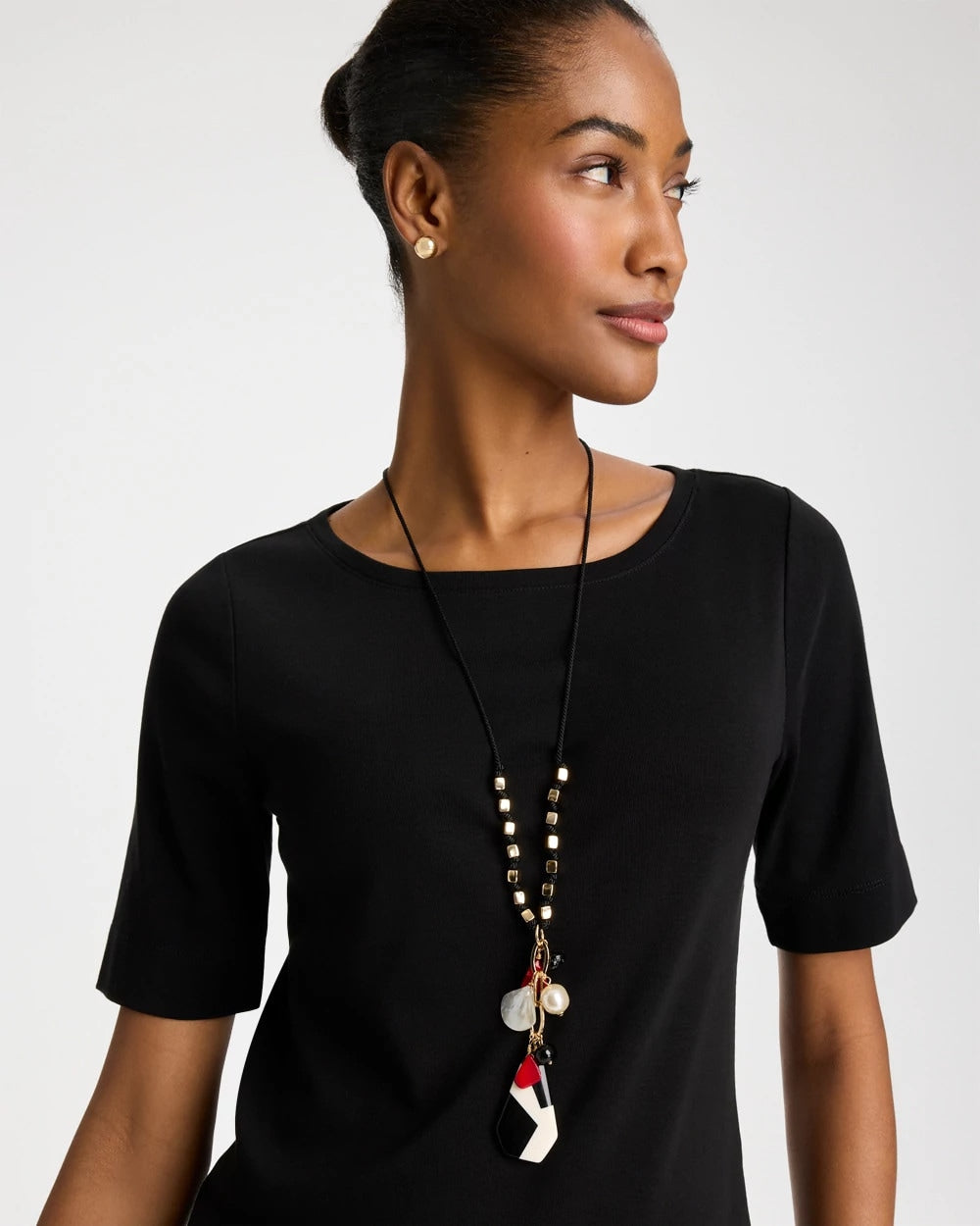 Multi Corded Short Pendant Necklace