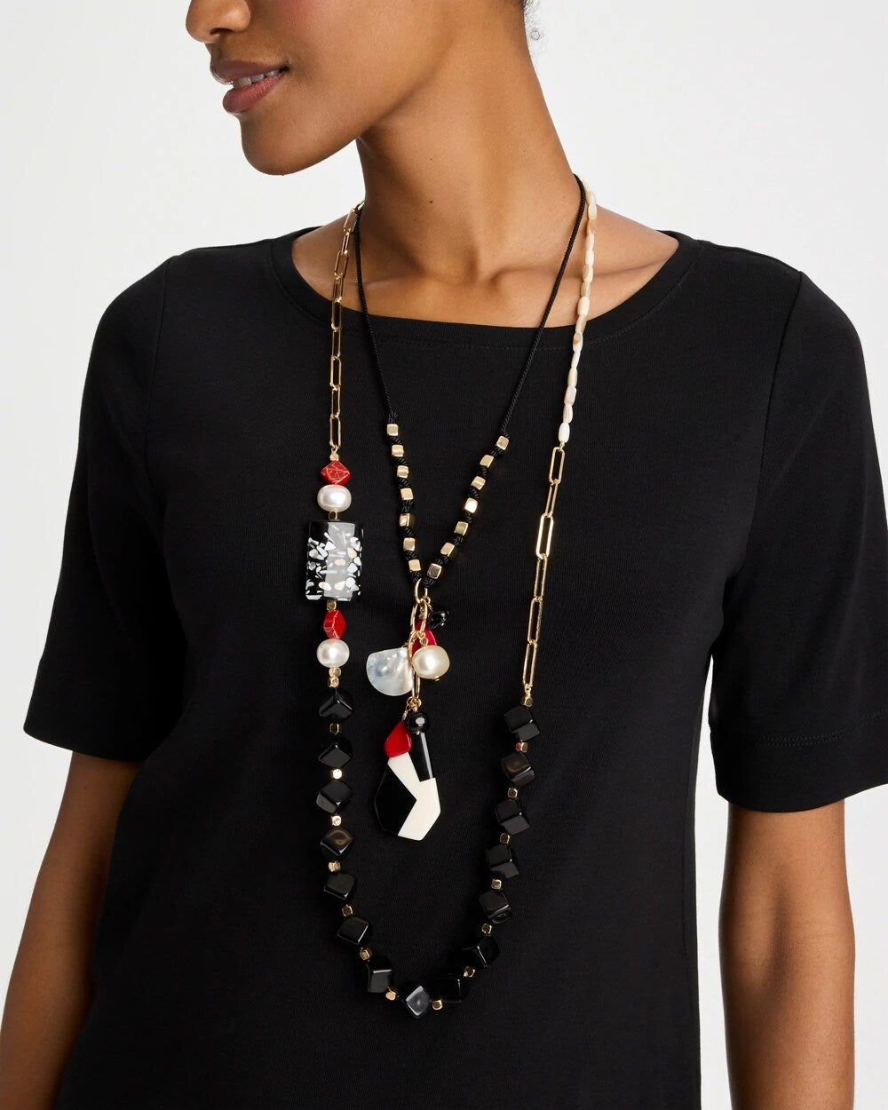 Multi Corded Short Pendant Necklace