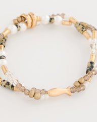 Neutral Jasper Stone Beaded Stretch Bracelet
