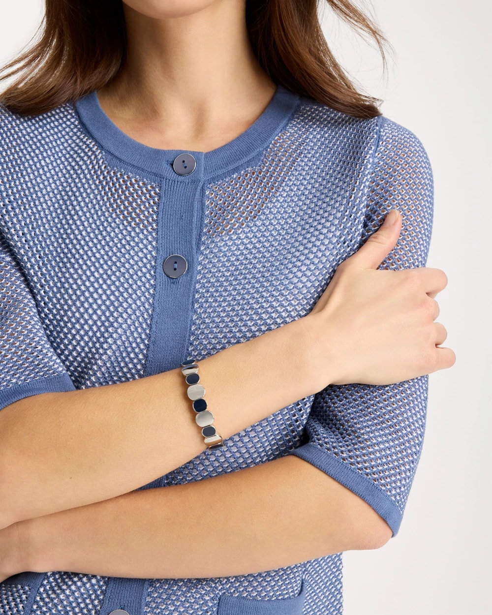 Navy Navy Resin Glam Stretch Bracelet