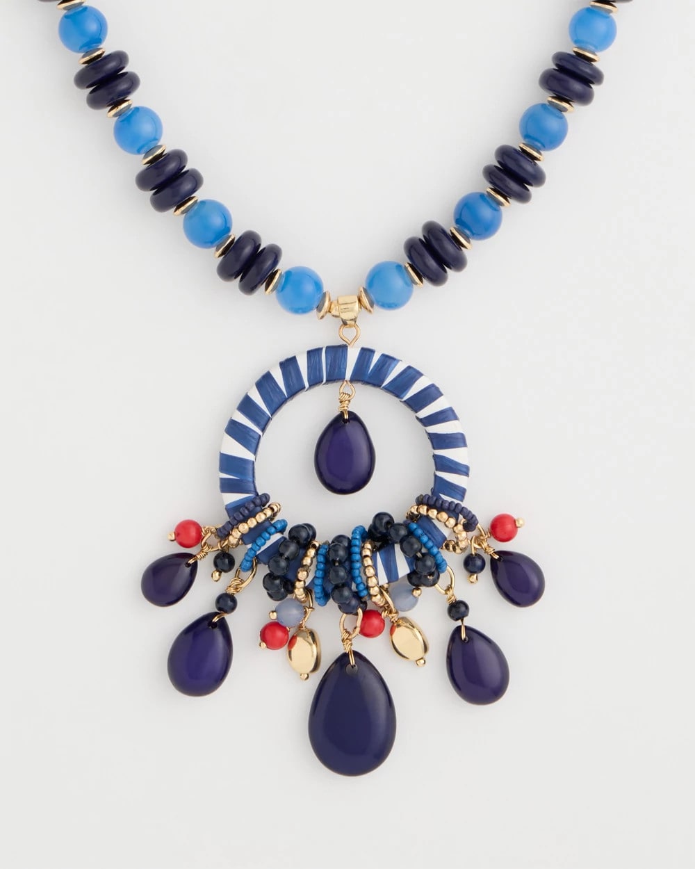 Multi Americana Mixed Media Pendant Necklace