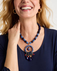 Multi Americana Mixed Media Pendant Necklace