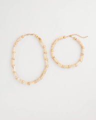 White White Beaded Double-Strand Necklace