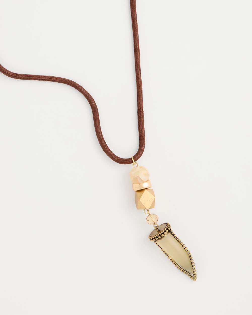 Neutral Tooth Pendant Corded Necklace